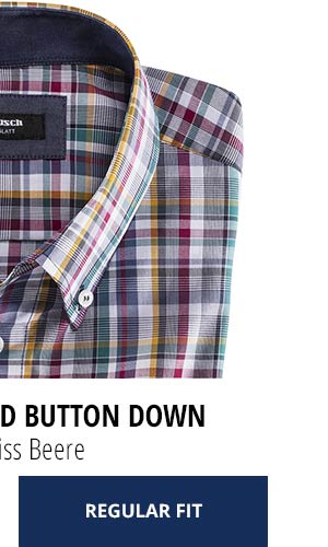 Extraglatt-Hemd Button Down Karo Weiss Beere | Walbusch
