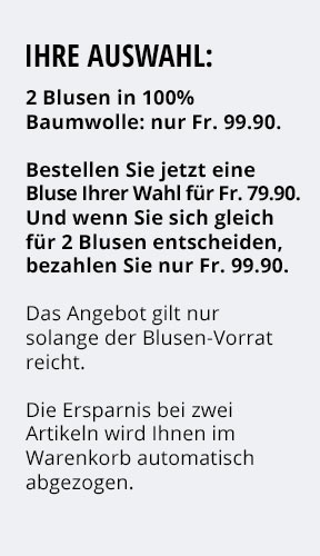 Ihr Kennenlern-Angebot: 2 Flanell-Blusen nur Fr. 99,90 | Walbusch