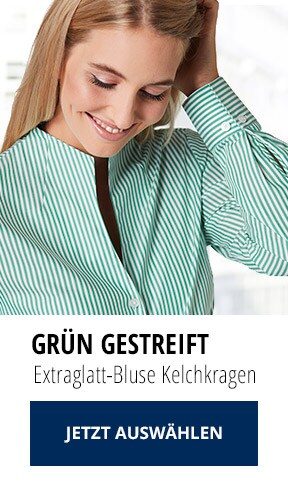 Extraglatt-Bluse Kelchkragen - grün gestreift | Walbusch Extraglatt-Bluse Kelchkragen - grün gestreift | Walbusch
