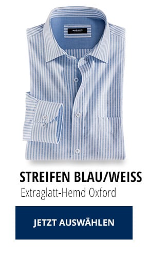 Extraglatt-Hemd Oxford - Streifen Blau/Weiss | Walbusch