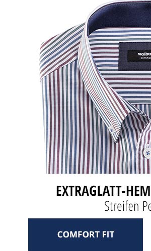 Extraglatt-Hemd Button Down Streifen Petrol Beere | Walbusch