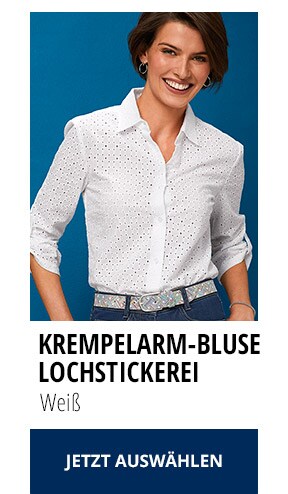 Krempelarm-Bluse Lochstickerei | Walbusch
