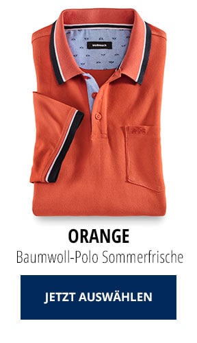 Baumwoll-Polo Sommerfrische Orange | Walbusch