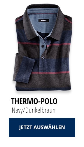 Thermo-Polo - Navy/Dunkelbraun | Walbusch